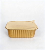 Barquette rectangulaire en aluminium, 5000 ml, pour plats grillés BBQ à emporter, qualité alimentaire, couleur dorée striée, vente en gros, OEM personnalisé