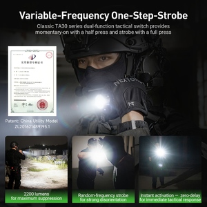 TA30D <strong>SET</strong> One Step Strobe Tactical <strong>Flashlight</strong> &amp; Torch IP68 Waterproof Lithium Battery Aluminum Alloy 2200 Lumens EDC Camping - Product Image 5
