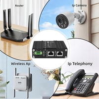 Répartiteur Ethernet PoE++ Industriel Gigabit 10/100/1000 Mbps IEEE 802.3bt 3 Ports 70W/95W 36V CC pour Appareils Non-PoE