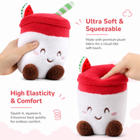 Peluche Super Douce 100% Polyester, Poupée en Forme de Tasse Brodé Motif Crème Glacée, Jouet Anti-Stress 30cm, Thème Babywolf pour Fête d'Anniversaire