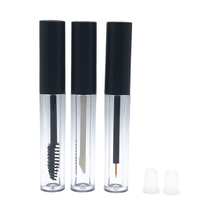 4 ml Bouchon noir brillant/givré Bouteille en plastique transparente Injection corporelle Rouge à lèvres Eyeliner Brosse à cils Tête Pompe Pulvérisateur