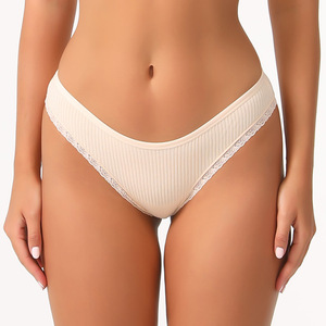 Tanga de Bikini Sexy con Encaje para Mujer, Tanga de Algodón de Tiro Bajo, Tejido Sin Costuras, Transpirable, Cintura Elástica, Suministro ODM, Personalizable - Product Image 3