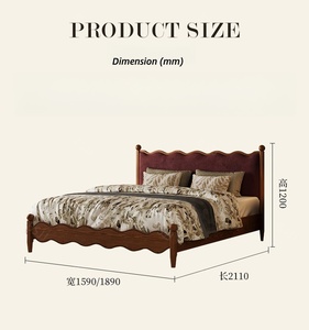 Stile retrò francese 1.8m in pelle frassino letto King Size moderno Ripple Design antico per piccolo appartamento camera da letto matrimoniale - Product Image 6