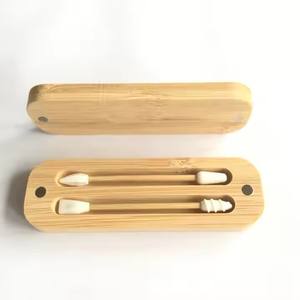 Portable réutilisable <span class=keywords><strong>Silicone</strong></span> oreille propre bourgeons cotons-tiges multifonction cosmétique maquillage lavable stockage écologique dans une boîte en bambou - Product Image 2