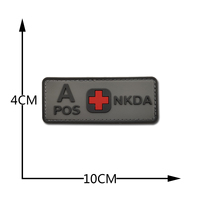 Venta al por mayor de sangre grande tipo luminoso PVC A + B + AB + O + insignia de moral táctica parches de gancho y bucle