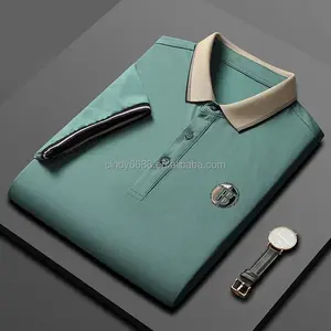 Embroidered Polo Shirt, Men's Short Sleeved Trendy Brand Ruffled Collar T-shirt, Men's 2024 New Casual Thin Top Summer Knitted