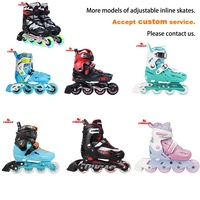 MZS887PS-QS Patins à roulettes réglables lumineux pour enfants avec protections genoux, coudes, poignets et casque, roulements ABEC-7