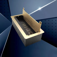 Extensión de Escritorio de Aluminio para Oficina, Toma de Corriente para Conferencias, Organizador de Cables Eléctricos, Cubierta Abatible con Toma de Corriente