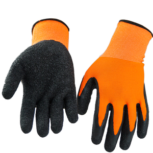 Guantes de trabajo de látex texturizados para jardinería, guantes de trabajo con palma recubierta de arrugas de poliéster - Product Image 1