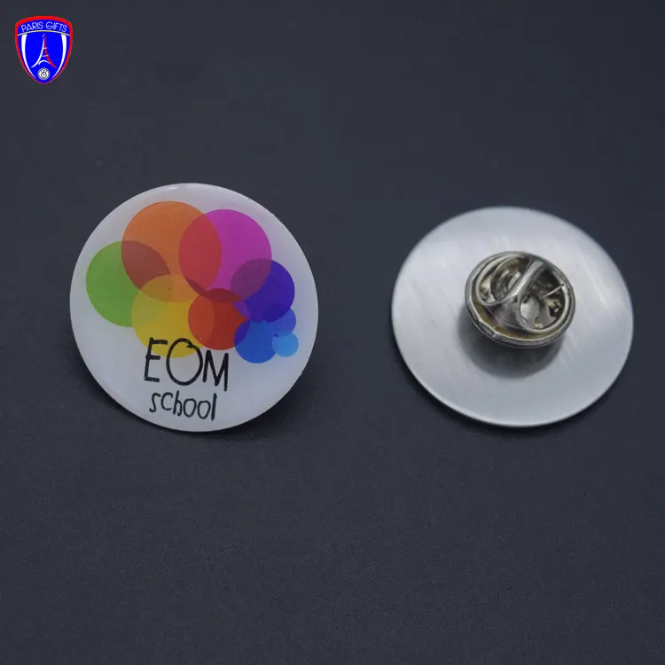 Badge époxy personnalisé de haute qualité en fer inoxydable, épingle de revers en métal pour la vente en gros