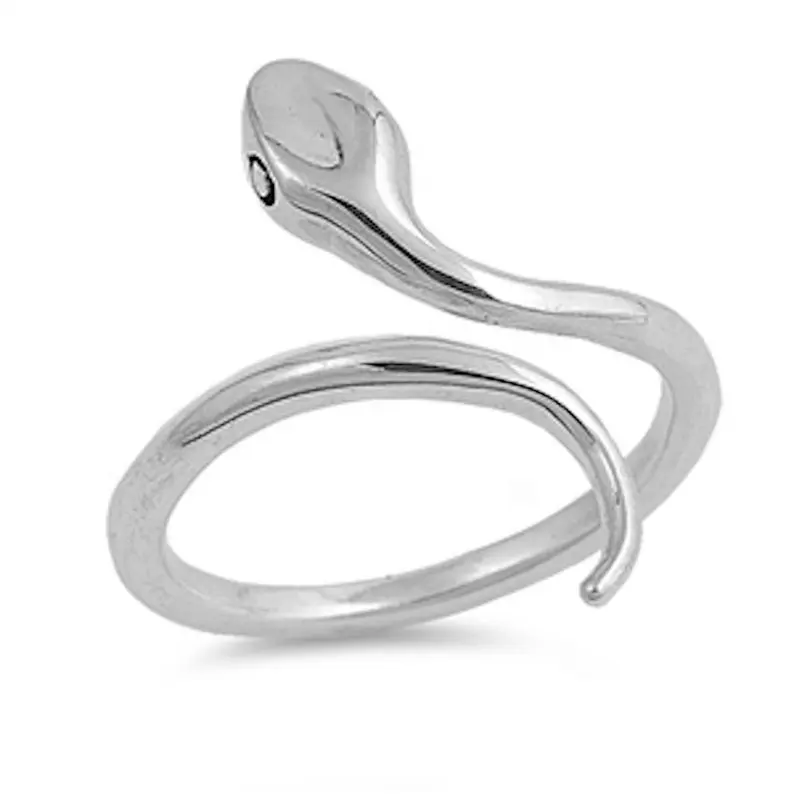 Bonito artesanal atacado preço loja online, animal de cobra lisa banda ajustável anel 925 prata esterlina presentes de casamento
