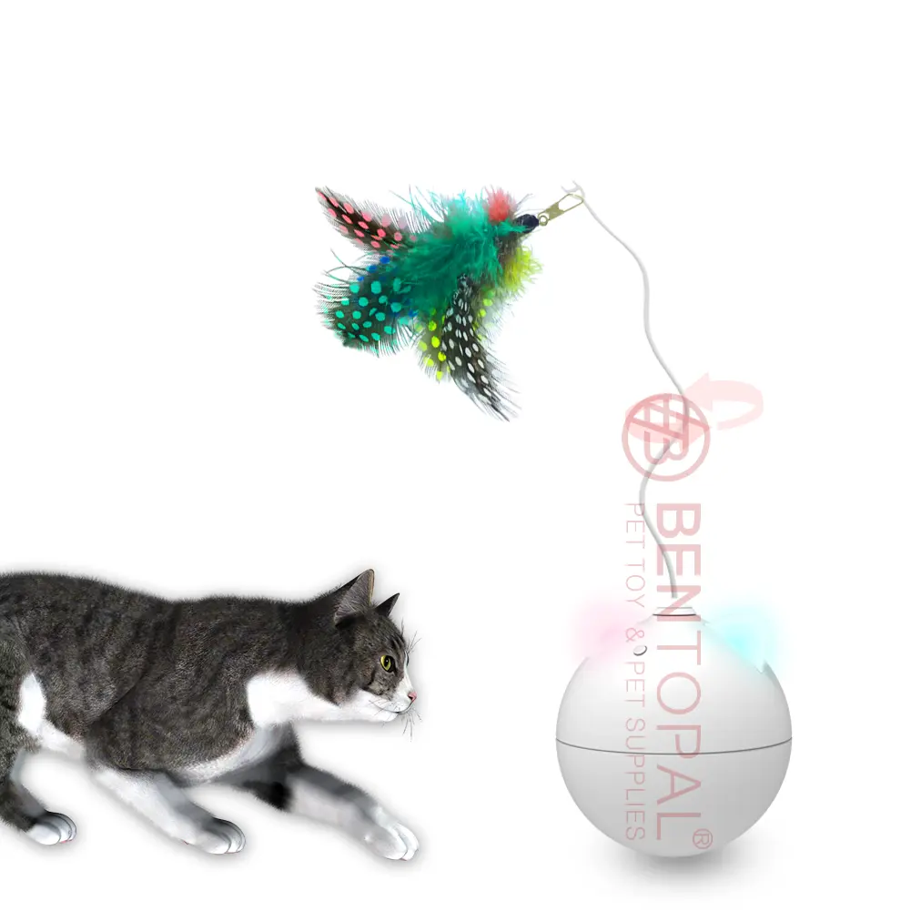 Interactive Cat Tumbler Feather Toy, Hands-Free Cat Toy, for Adult and Kitten Fun