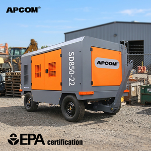Compresseur d'air diesel portable haute pression 12-22 bars, 550-850 CFM, compresseur à vis rotatif mobile pour la construction routière - Product Image 1