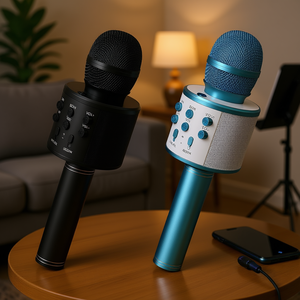 Micrófono Inalámbrico Karaoke Wm Spk Negro Azul, Micrófono Portátil Bluetooth para Teléfonos Inteligentes con Función de Grabación - Product Image 2