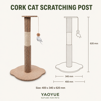 Griffoir pour chat rond en liège avec base en sisal en forme de nuage et jouet suspendu