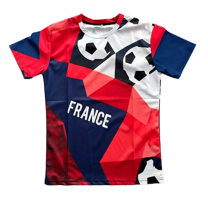 Maglietta all'ingrosso di stampa di Mans maglietta stampata 3D maglietta stampata digitale personalizzata con bandiera francia a maniche corte da uomo