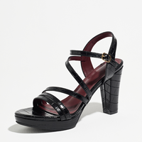 Sandales tendance noires à plateforme avec bride cheville, talon épais et haut, sexy, polyvalentes, antidérapantes, rehaussantes pour femme