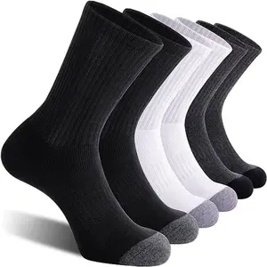 Kaus kaki olahraga pria, sangat elastis kualitas Rib kaus kaki olahraga bernapas grosir ukuran Plus setengah tabung Logo kustom
