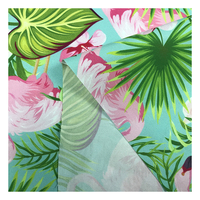 Short de plage en tissu 100 % polyester effet peau de pêche, imprimé numérique, respirant, motif flamant rose tropical, sortie d'usine