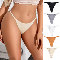 Sous-vêtements féminins européens, respirants, sans couture, sexy, taille basse, en soie, avec entrejambe en coton, string, culotte