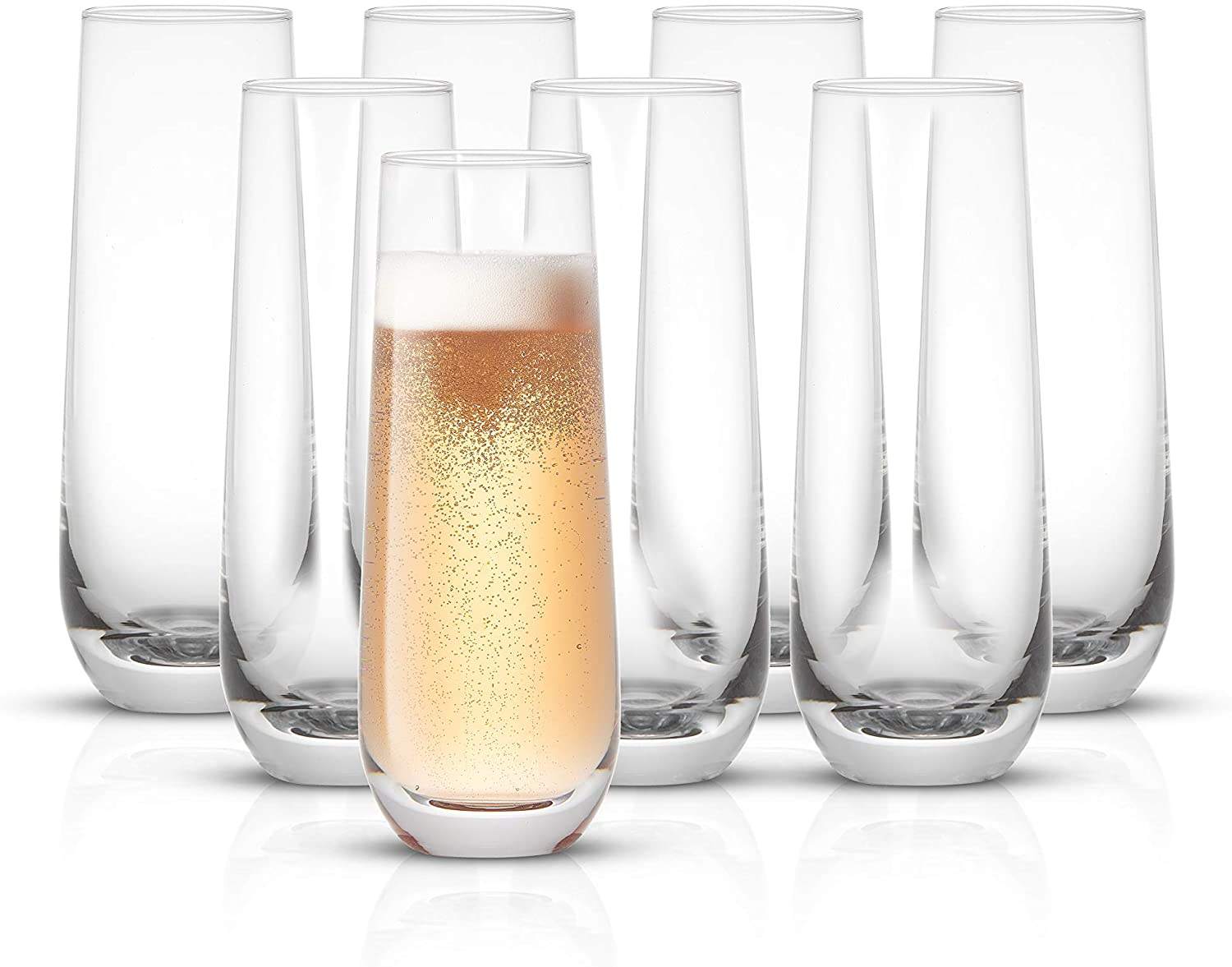 Wine Flute Stemless Champagne Flutes Crystal Glasses. 9.4oz Champagne Glasses