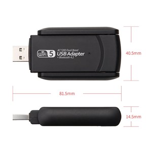 Dual Band WIFI 2-in-<span class=keywords><strong>1</strong></span>อะแดปเตอร์ USB BT4.2 Wi-Fi 5 1300M การ์ดเครือข่าย USB ไร้สาย - Product Image 3