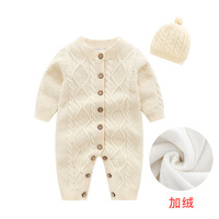 Conjunto de Ropa de Invierno para Niña, Tejido de Punto con Forro Polar, Mono para Bebé con Gorro a Juego para Fiesta de Cumpleaños