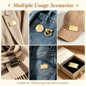 Étiquettes de vêtements personnalisées en métal plaqué, étiquettes de marque en relief personnalisées, plaques dorées et noires pour vêtements, sacs, chapeaux, accessoires - Product Image 3