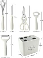Ensembles d'ustensiles en acier inoxydable, ouvreur, éplucheur, ciseaux, fouet, couteau d'office, ensemble de 6 gadgets de cuisine avec rangement