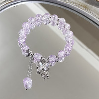 Bracelet en Verre Coloré en Gros pour Femmes, Bijoux Papillon Ajustables à Cristaux Dégradés, Cadeau de Couple, Bracelets Fille