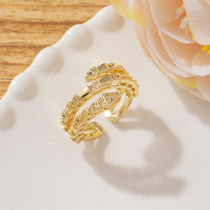 Con Rắn Nhẫn-18K Vàng Mạ Cubic Zirconia Micro Pave Cơ Sở Đồng Có Thể Điều Chỉnh Không gây Dị ứng Bán Buôn Cho Phụ Nữ - Product Image 5