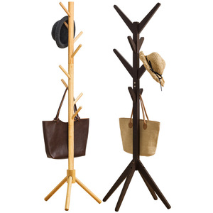 Solid wood coat <b>rack</b>, simple and easy to use, floor-standing <b>clothes</b> <b>rack</b>, suitable for home, bedroom, and rental storage. - Product Image 3