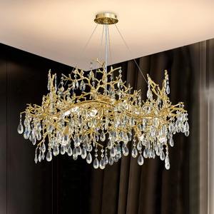 PM铝支水晶圆形吊灯法国豪华艺术造型玻璃吊灯别墅客厅卧室金色吸顶灯 - Product Image 5