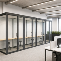 Système de cloison acoustique modulaire en verre, cadre en aluminium, panneau double vitrage, cloison insonorisée pour espace personnel et studio
