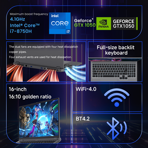 Ordinateur portable de jeu 16,1 pouces I7-8750H GDDR5 6 cœurs 2,2 GHz Écran 16:10 60 Hz GTX 1050 3 Go Win11 Pro 16 Go de RAM 512 Go SSD Anglais Intel - Product Image 4