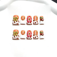 716-720 Faux ongles à presser faits main en forme de bec de canard, 10 pièces, réutilisables, en acrylique, pour enfants, motif carré artificiel