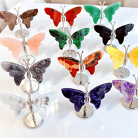 Ornement Papillon en Cristal Guérisseur, Matériaux Mixtes, Sculpture Artisanale en Pierre Naturelle pour Décoration Cadeau