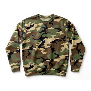 Sudadera de Cuello Redondo con Camuflaje para Hombre, 100% Algodón, Tejido de Punto, Corte Regular, Informal, para Otoño - Product Image 1