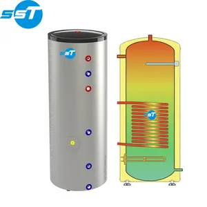 Réservoir d'eau sous pression en acier inoxydable SST 50L-1000L pour eau chaude de réservoir tampon de pompe à chaleur