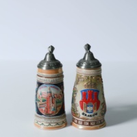 Chope à bière en métal personnalisée avec couvercle, souvenir de l'Oktoberfest en Pologne, chope à bière avec grande poignée