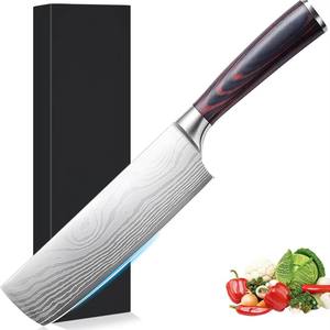 Ensemble de couteaux de cuisine <span class=keywords><strong>japonais</strong></span> de 7 pouces en acier inoxydable 4Cr à motif laser Damas professionnel en vrac, boîte cadeau noire - Product Image 3
