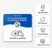 Plaque NFC étanche en PVC italienne pour avis clients, autocollant personnalisé Google Review, étiquette NFC pour comptoir de magasin et vitrine