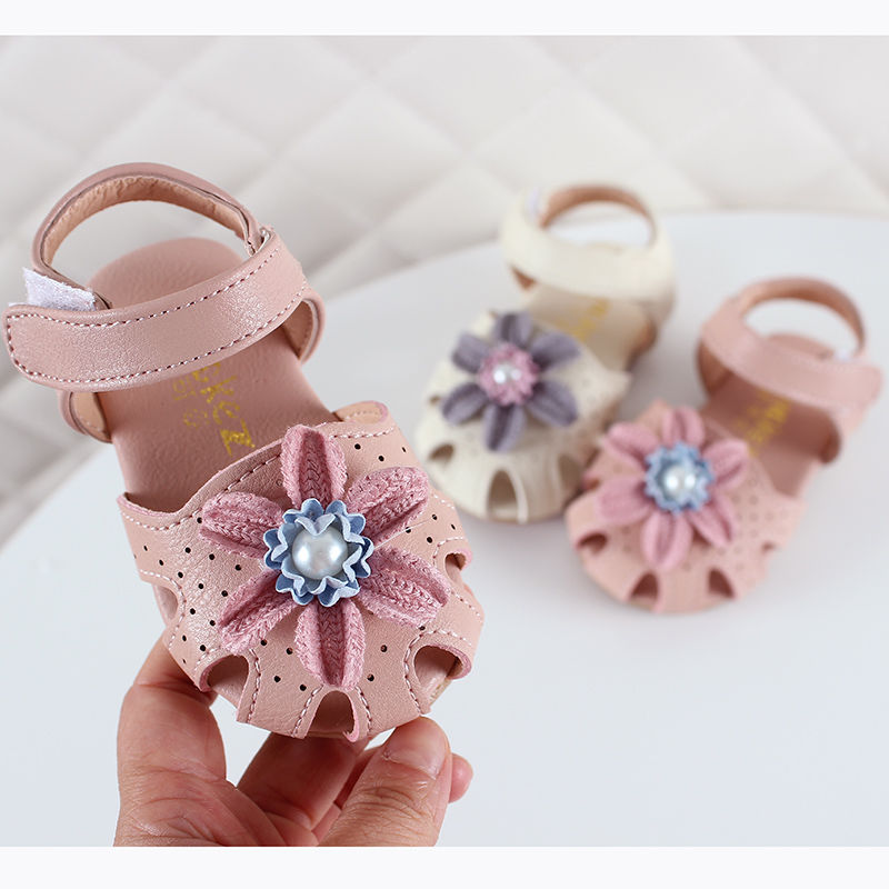 2021 Summer New Girls' Hollow Out Flower Soft Bottom Baotou Infant 0-1-2-3 Years Old Baby Shoes Toddler Princess Sandals