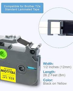 Compatible con <span class=keywords><strong>Brother</strong></span> Tze 631, Cinta de Etiquetas Laminada Negra sobre Amarilla de 12 mm (0.47 Pulgadas) - Product Image 6