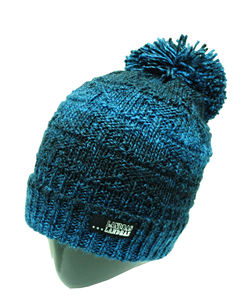 Fournisseur taïwanais Star Blue Beanie Plain Knit Patch en cuir imprimé Ski Hat & Cap - Product Image 2