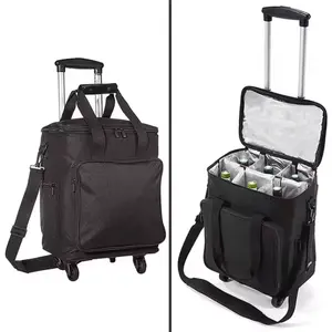 Bolsas portátiles de alta calidad para 6 bebidas de cerveza, bolsas enfriadoras de vino, bolsas aisladas para congelador con ruedas