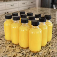 En stock Bouteilles de jus rondes en verre transparent Boston 60ml 120ml 250ml Petits shots bien-être de 2oz Coups de jus de gingembre avec couvercle hermétique