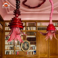 Suspension artistique en verre soufflé à la main, luminaire suspendu pour plafond moyen-haut, idéal pour projets hôteliers, LED dimmable, garantie 5 ans