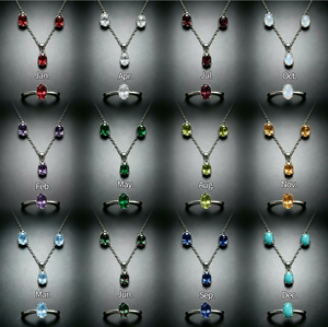 <span class=keywords><strong>Set</strong></span> di Gioielli in Argento Sterling 925 con Pietre Preziose Naturali di Vari Colori, Ideale per Rivenditori e Boutique - Product Image 1