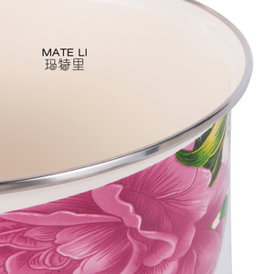 Batterie de cuisine universelle de grande capacité directe d'usine épaissie avec <span class=keywords><strong>pot</strong></span> à soupe <span class=keywords><strong>en</strong></span> émail floral - Product Image 6